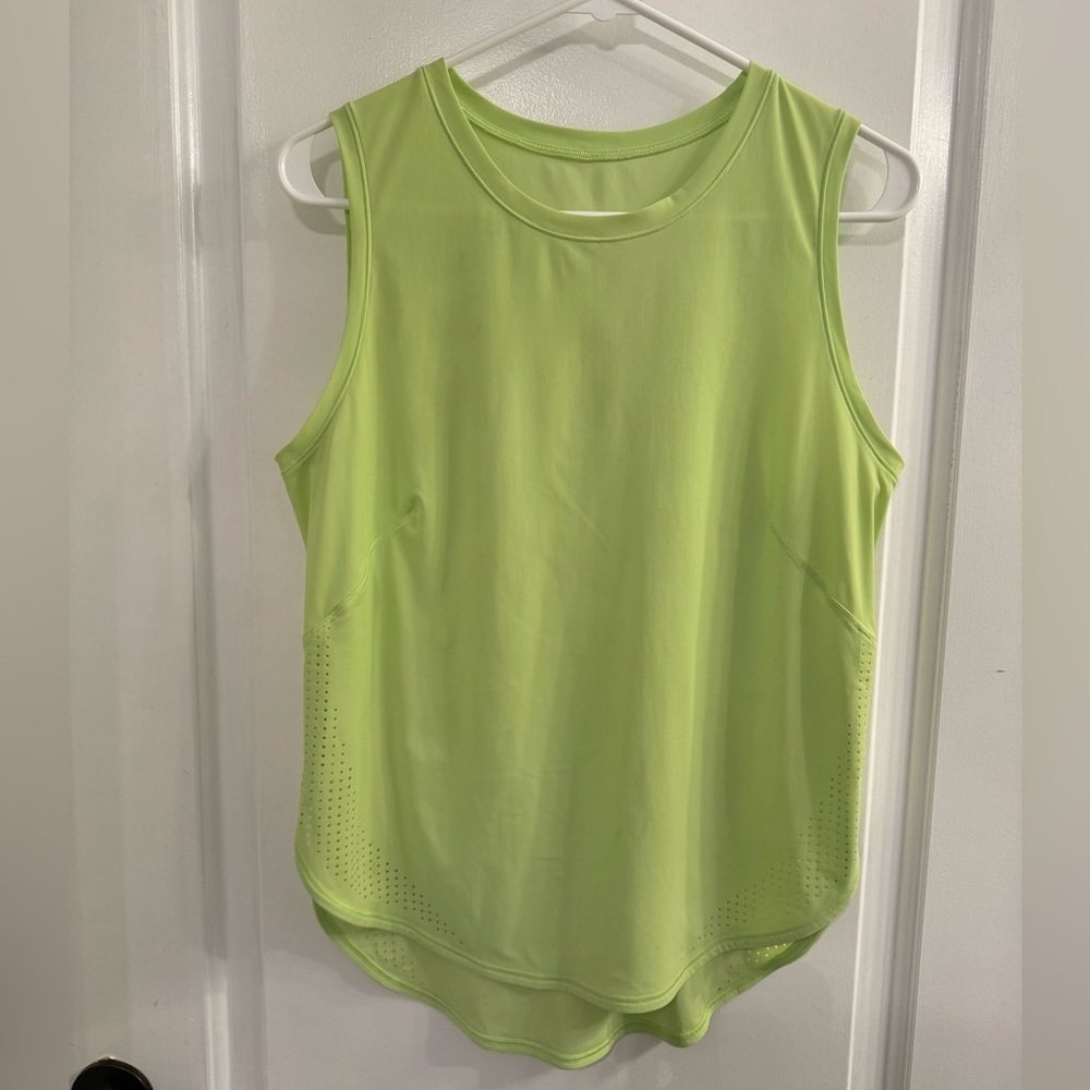Lululemon High Neck Split Hem Run Tank Neo Mint